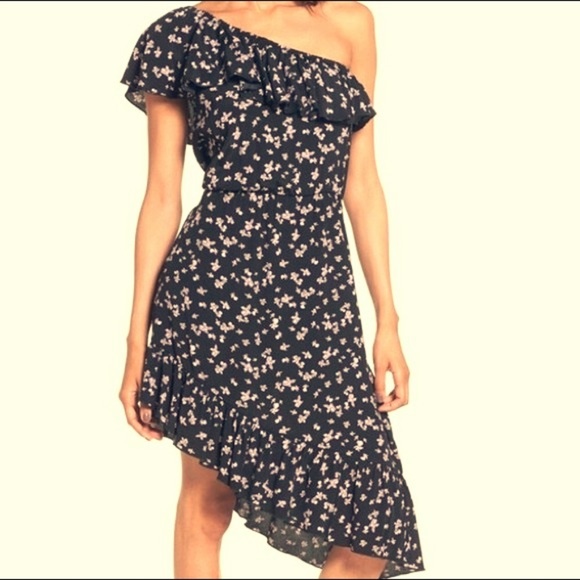 Off Shoulder Handkerchief Hem Dress